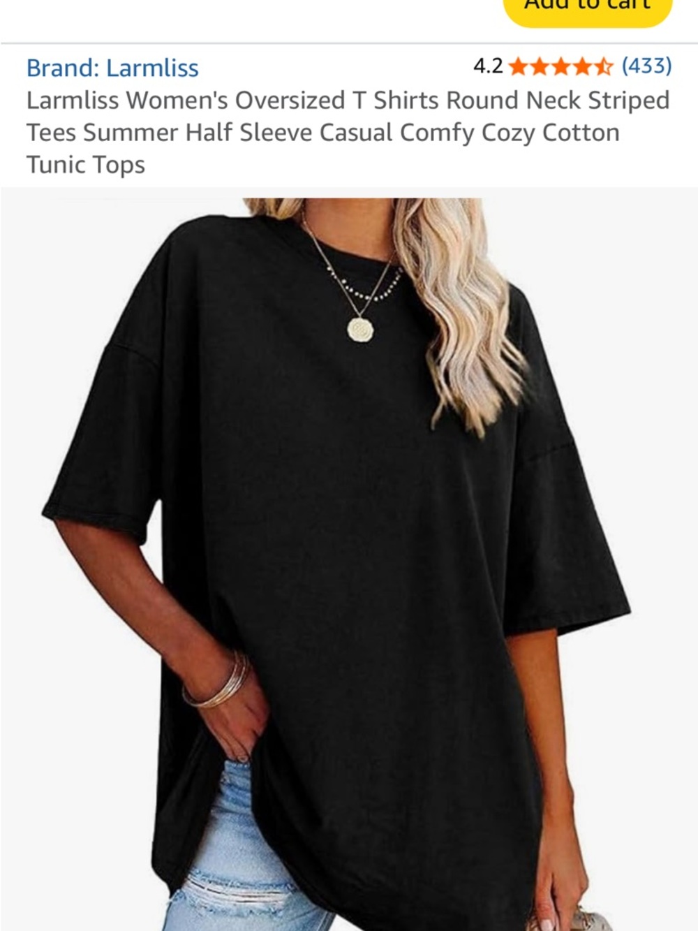Women's Oversized Black Short Sleeve Tunic Top